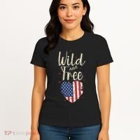 Wild And Free Usa Heart Women's T-Shirt thumb 4