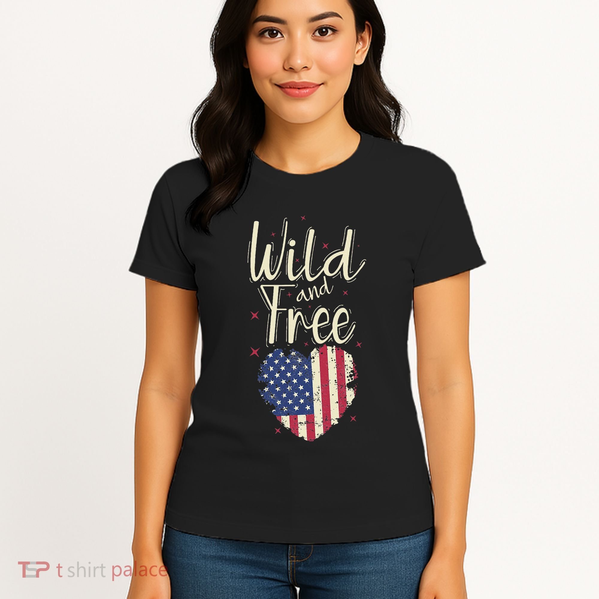 Wild And Free Usa Heart Women's T-Shirt