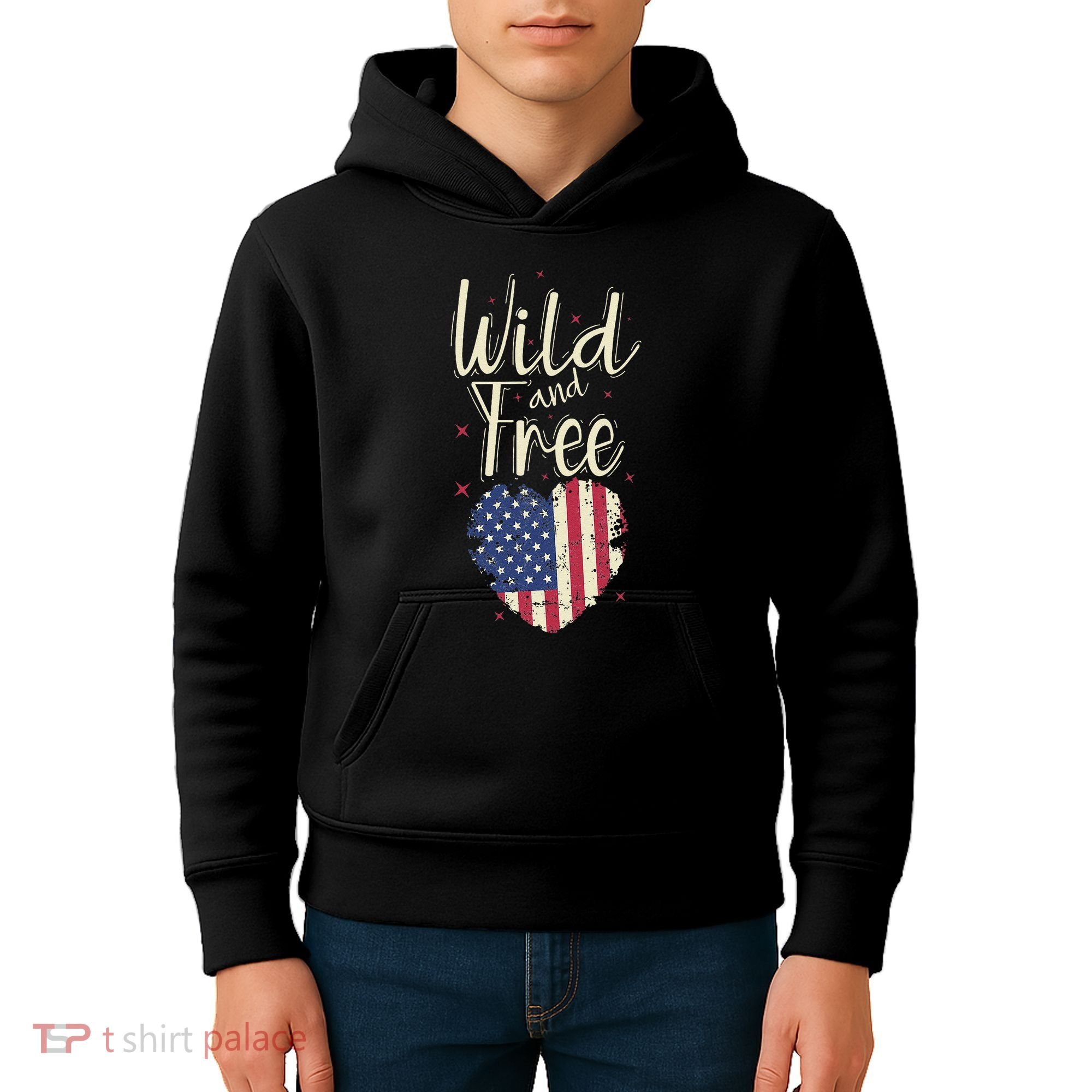 Wild And Free Usa Heart Kids Hoodie