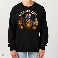 Wild And Free Patriotic Lion USA Women's Sweatshirt thumb 0