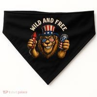 Wild And Free Patriotic Lion USA USA-Made Doggie Bandana thumb 0