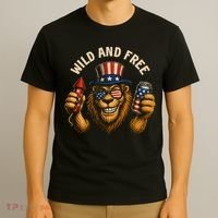 Wild And Free Patriotic Lion USA T-Shirt thumb 3