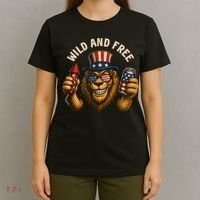 Wild And Free Patriotic Lion USA T-Shirt thumb 4