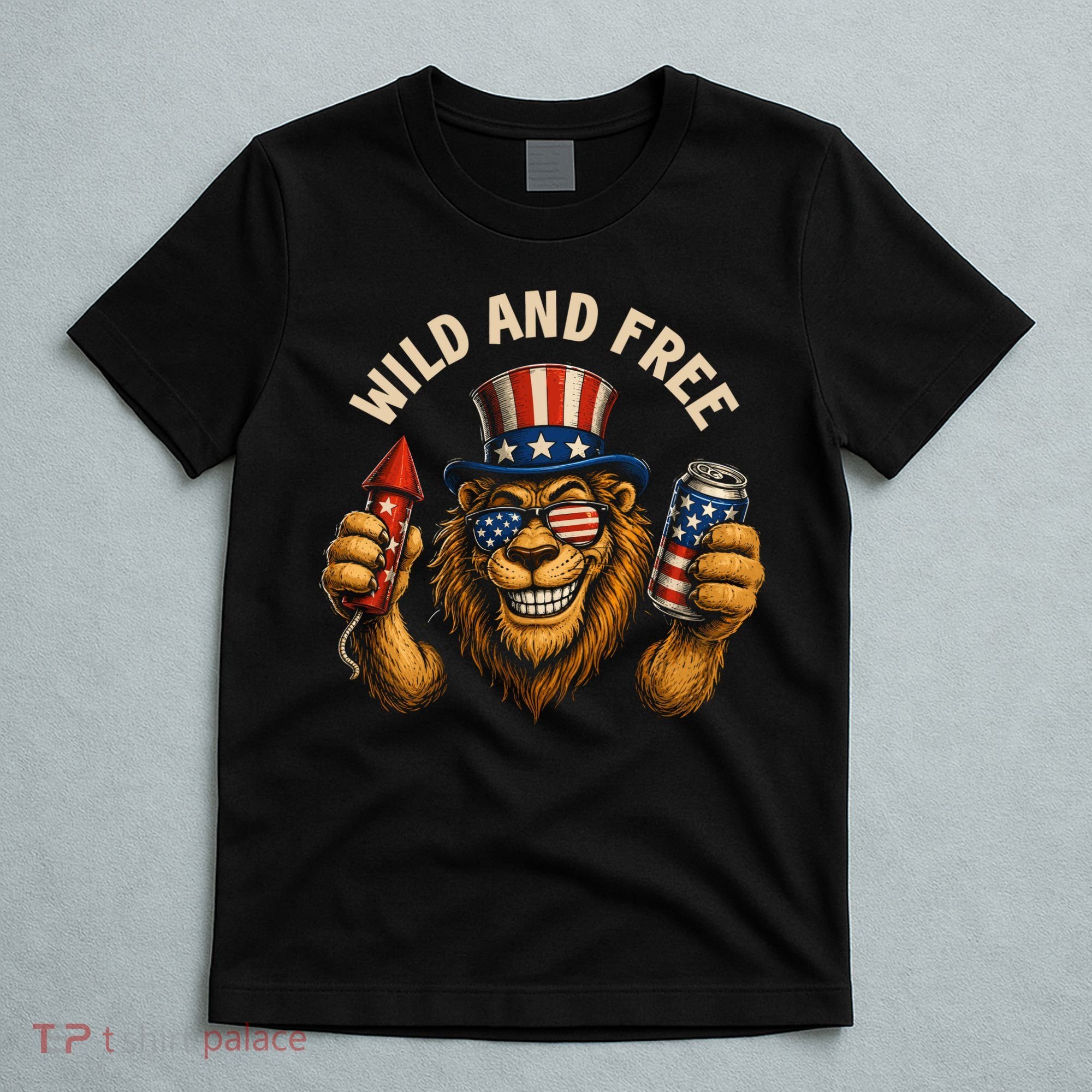 Wild And Free Patriotic Lion USA T-Shirt