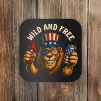 Wild And Free Patriotic Lion USA Coaster thumb 0