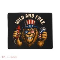 Wild And Free Patriotic Lion USA Mousepad thumb 0