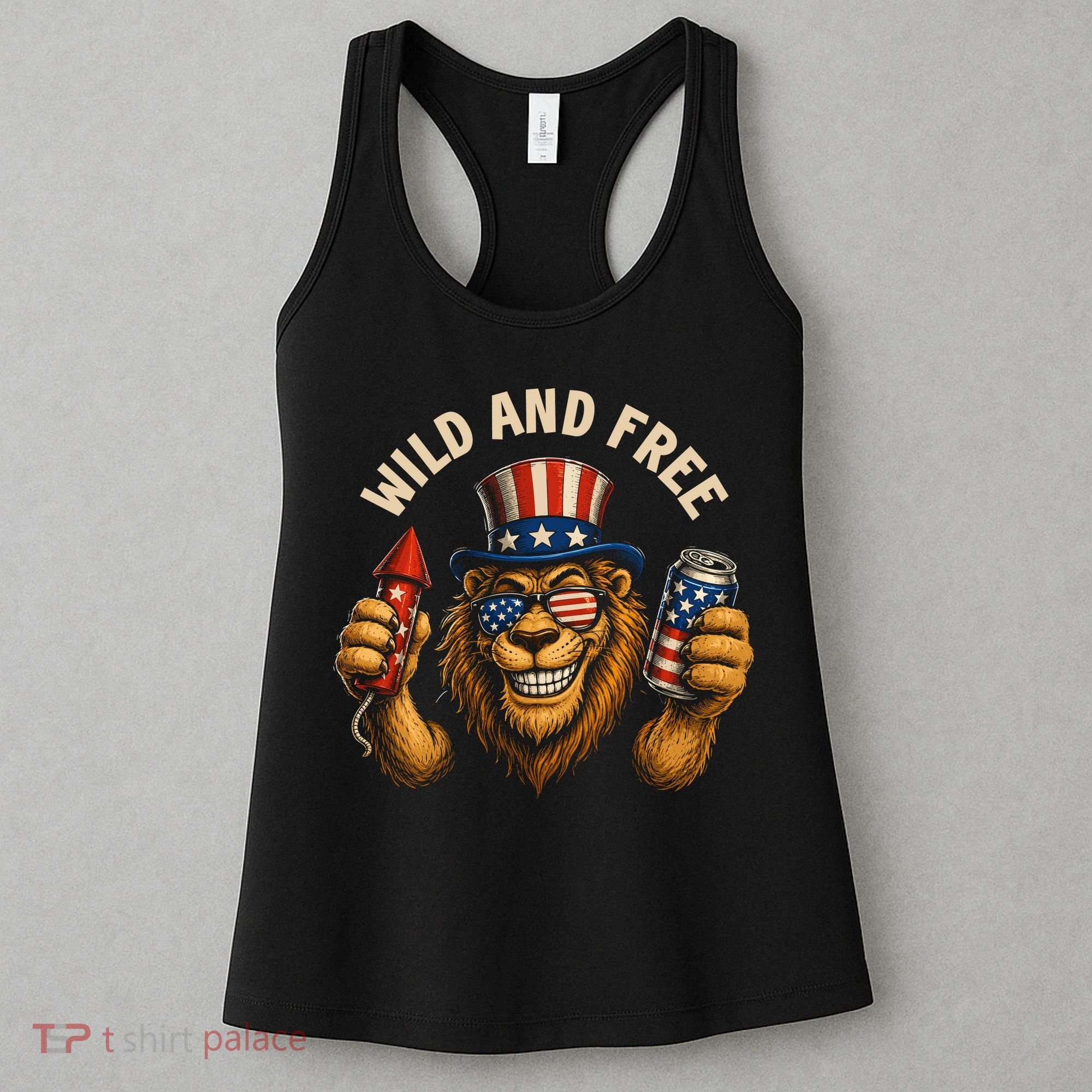Wild And Free Patriotic Lion USA Women's Tank Top