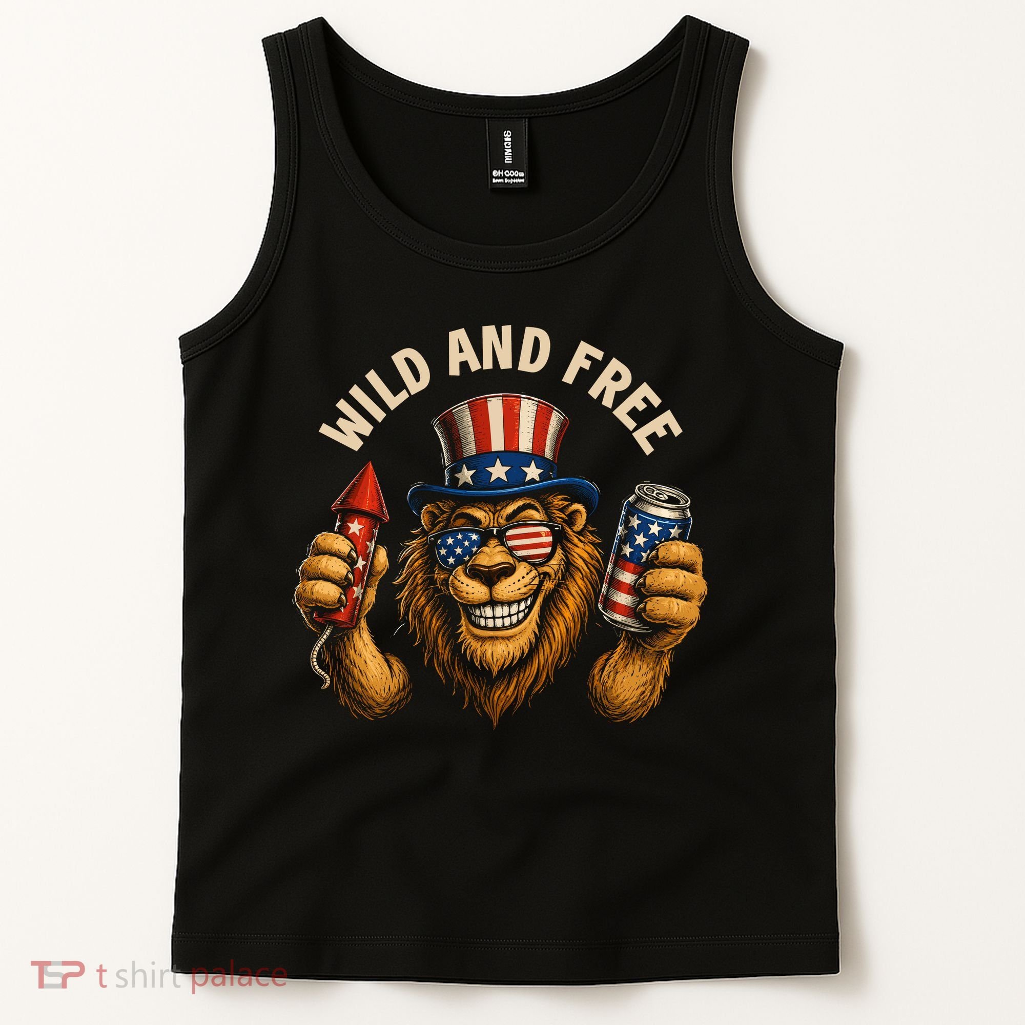Wild And Free Patriotic Lion USA Tank Top