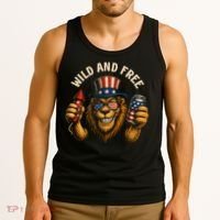 Wild And Free Patriotic Lion USA Tank Top thumb 3