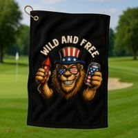 Wild And Free Patriotic Lion USA Golf Towel thumb 1