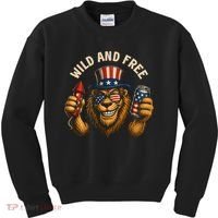 Wild And Free Patriotic Lion USA Kids Sweatshirt thumb 0