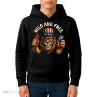 Wild And Free Patriotic Lion USA Kids Hoodie thumb 4