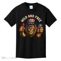 Wild And Free Patriotic Lion USA Kids T-Shirt thumb 0