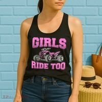 Wo ATV Funny Four Wheeler Quad Bike Girls Ride Too Quad Biker Women's Tank Top thumb 2