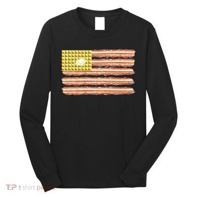 Waffle Bacon USA Flag Long Sleeve Shirt