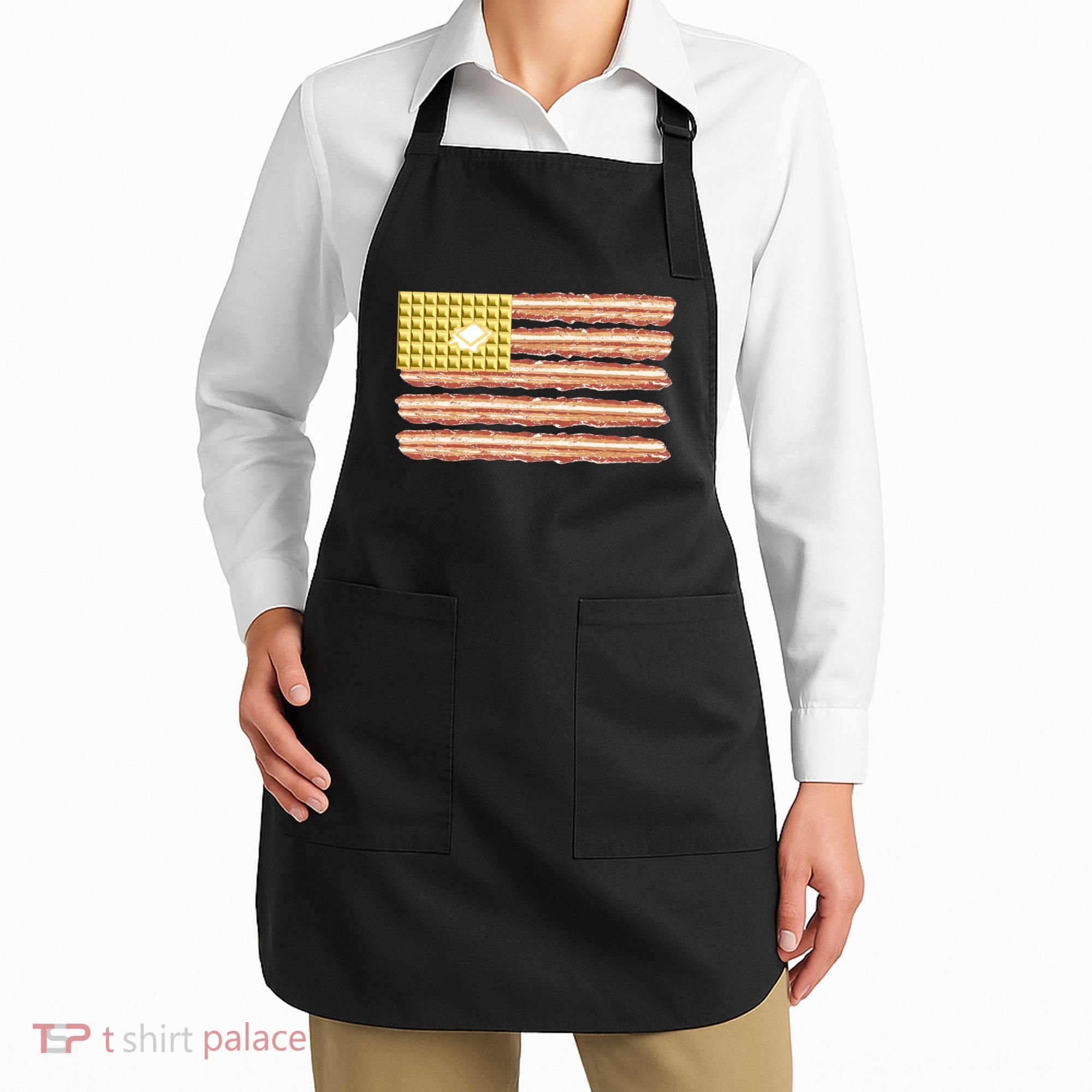 Waffle Bacon USA Flag Apron