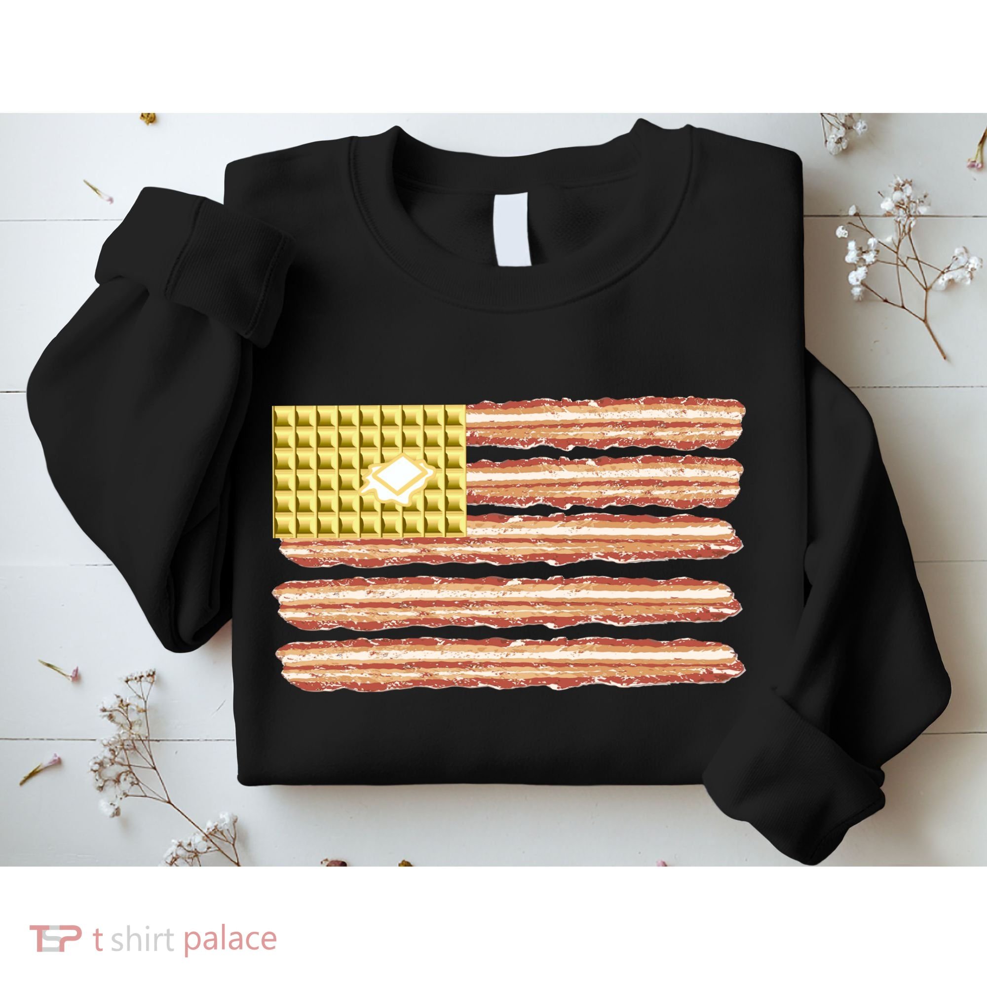 Waffle Bacon USA Flag Sweatshirt