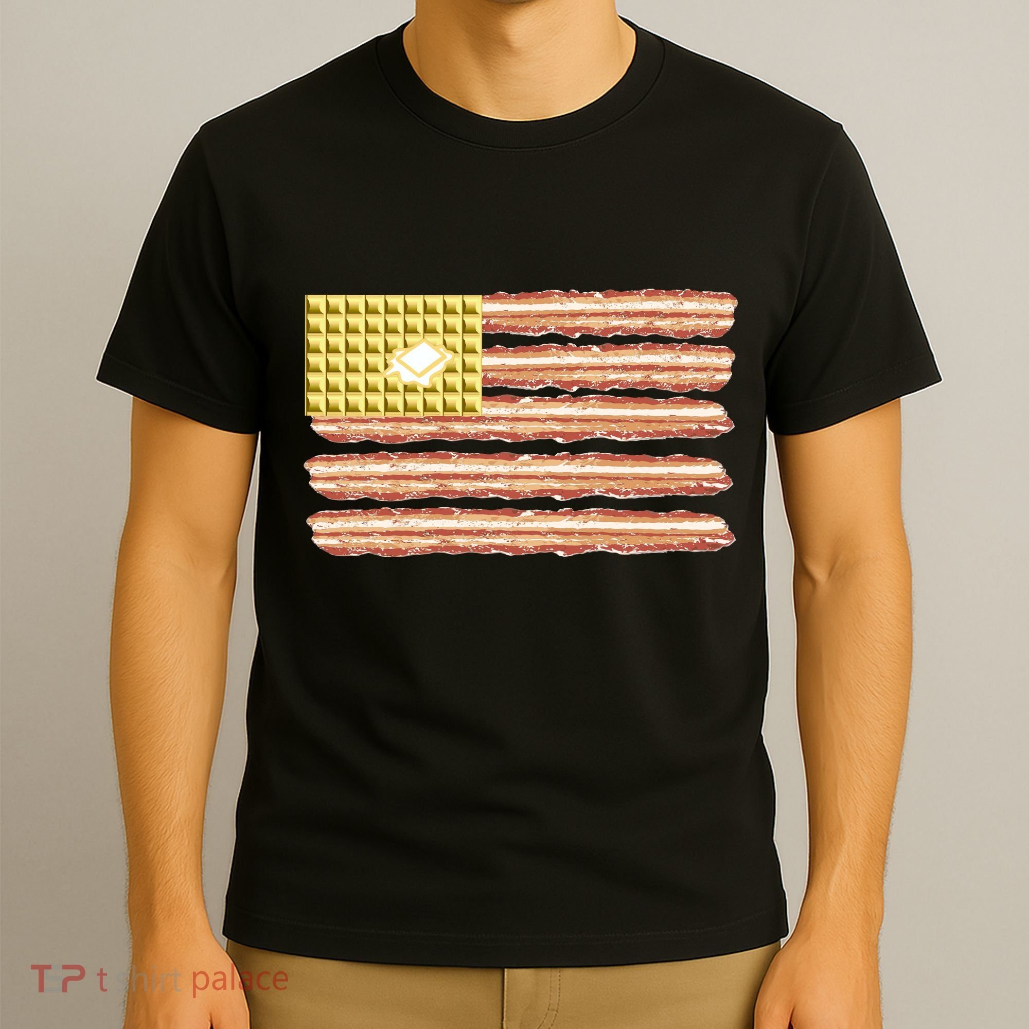 Waffle Bacon USA Flag T-Shirt