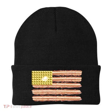 Waffle Bacon USA Flag Beanie