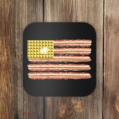 Waffle Bacon USA Flag Coaster