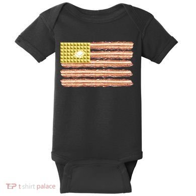Waffle Bacon USA Flag Baby Bodysuit