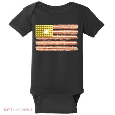 Waffle Bacon USA Flag Baby Bodysuit