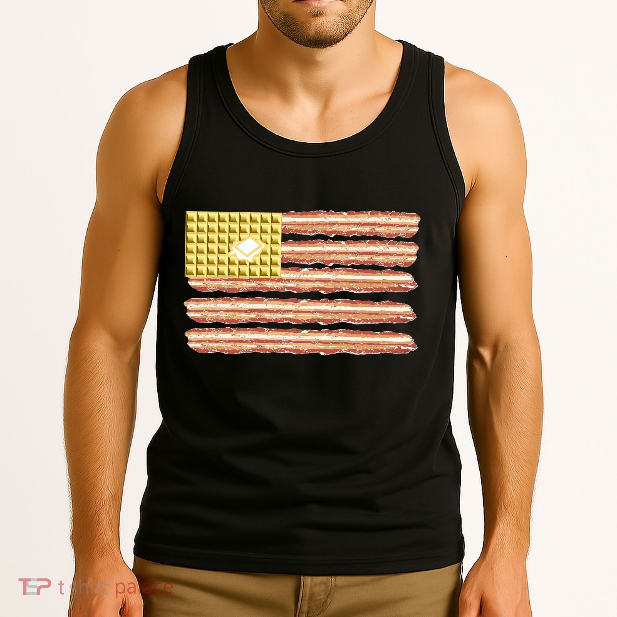 Waffle Bacon USA Flag Tank Top