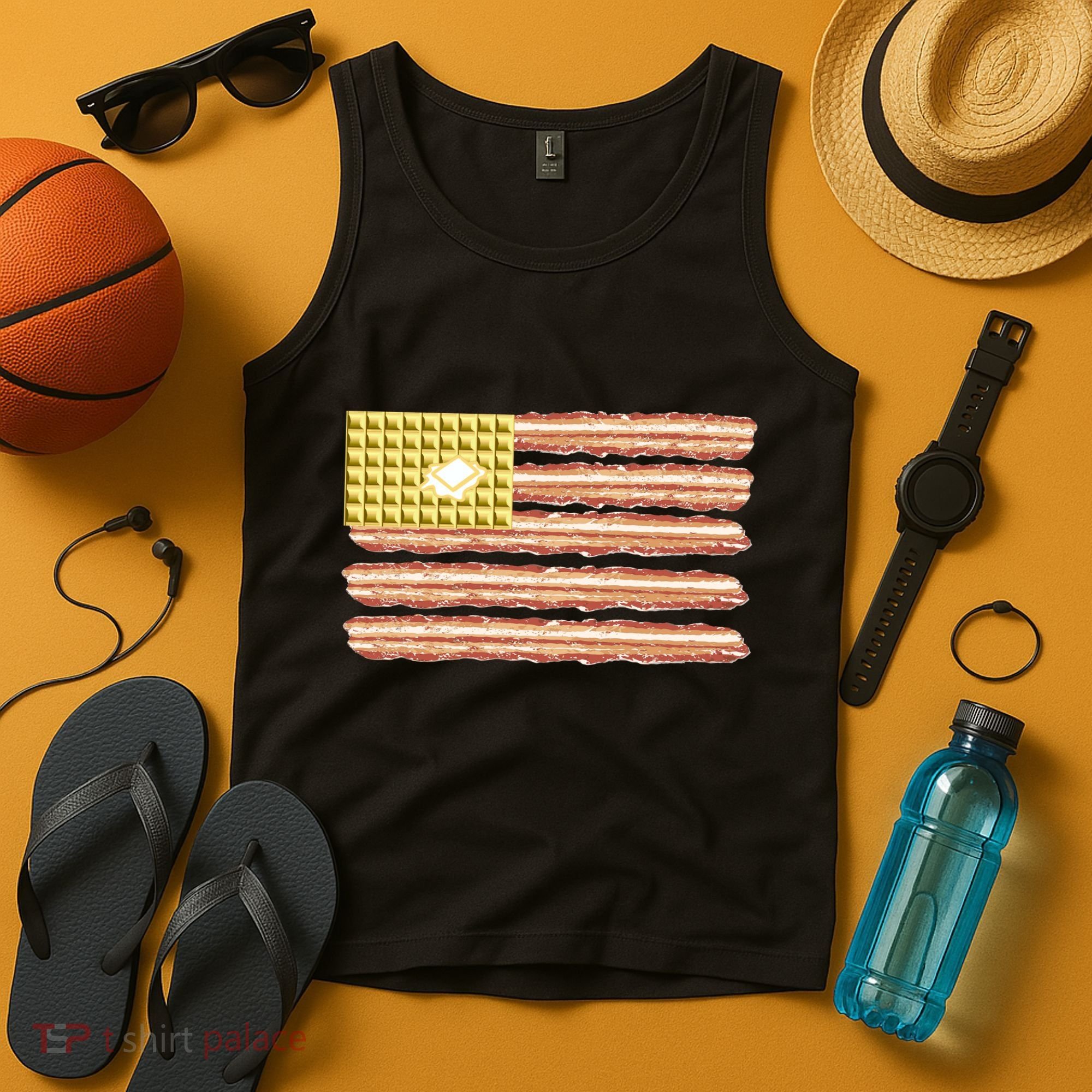 Waffle Bacon USA Flag Tank Top