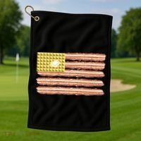Waffle Bacon USA Flag Golf Towel thumb 1