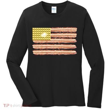 Waffle Bacon USA Flag Women's Long Sleeve Shirt