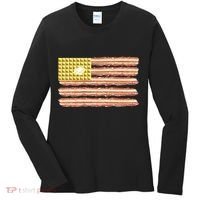 Waffle Bacon USA Flag Women's Long Sleeve Shirt thumb 0