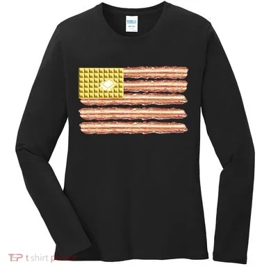 Waffle Bacon USA Flag Women's Long Sleeve Shirt