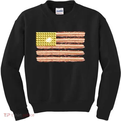 Waffle Bacon USA Flag Kids Sweatshirt