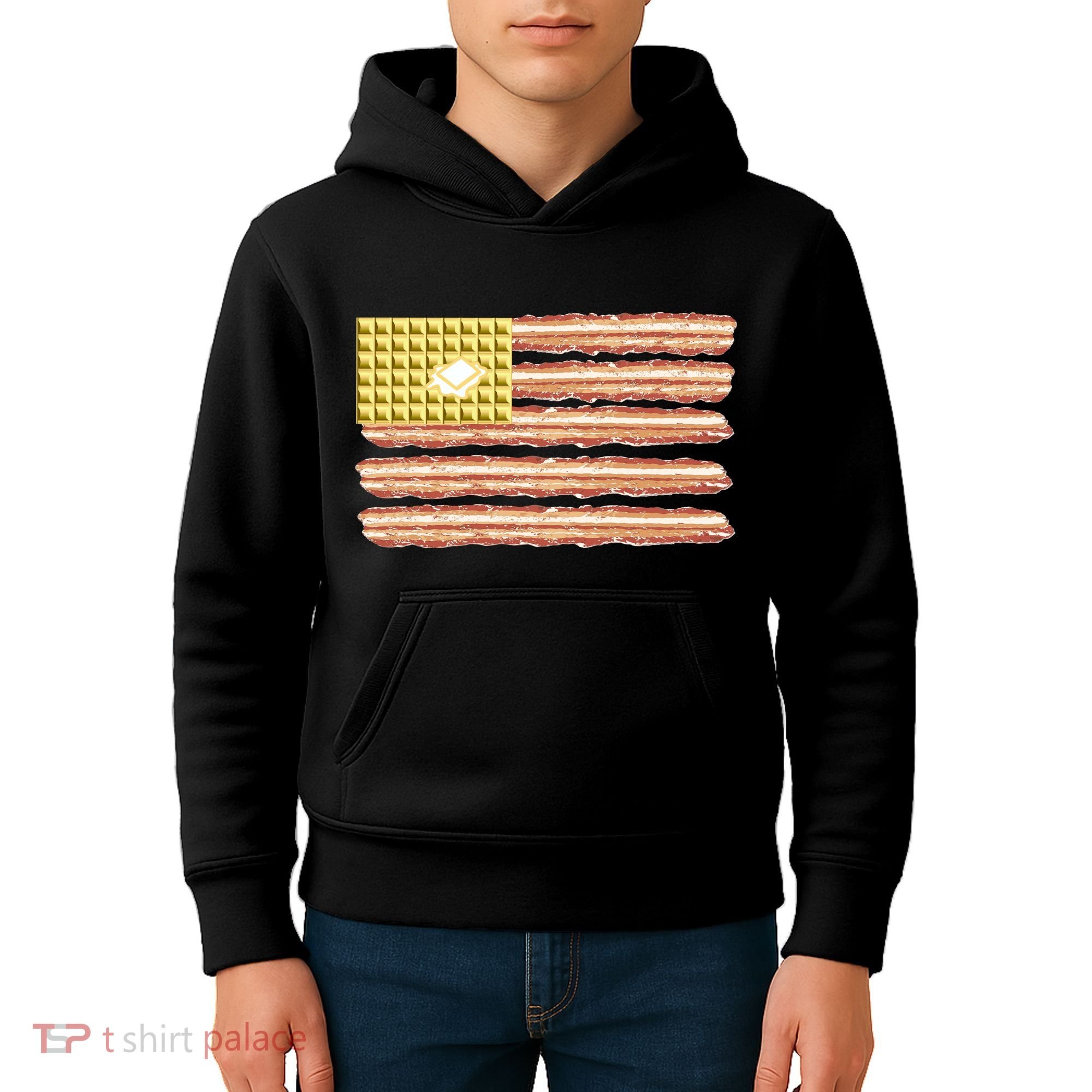 Waffle Bacon USA Flag Kids Hoodie