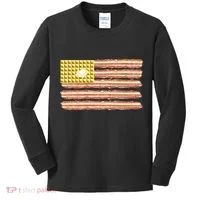 Waffle Bacon USA Flag Kids Long Sleeve Shirt thumb 0