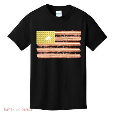 Waffle Bacon USA Flag Kids T-Shirt