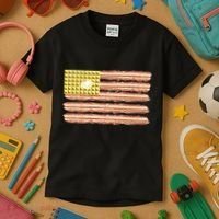 Waffle Bacon USA Flag Kids T-Shirt thumb 3