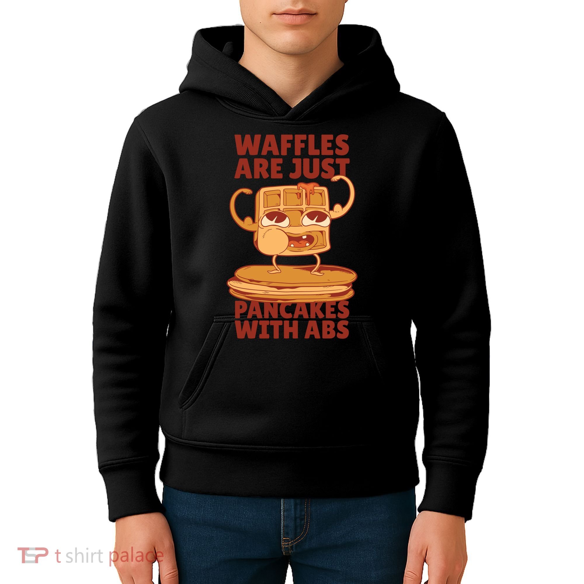 Waffles Are Just Pancakes With Abs Kids Hoodie