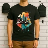 Watercolor Atlanta Georgia Skyline Retro Graphic Tees T-Shirt thumb 6