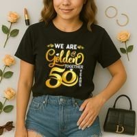 We Are Golden Together 50 Years 50th Wedding Anniversary Comfort Colors Boxy T-Shirt thumb 2