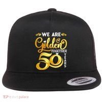 We Are Golden Together 50 Years 50th Wedding Anniversary Flat Bill Trucker Hat thumb 0