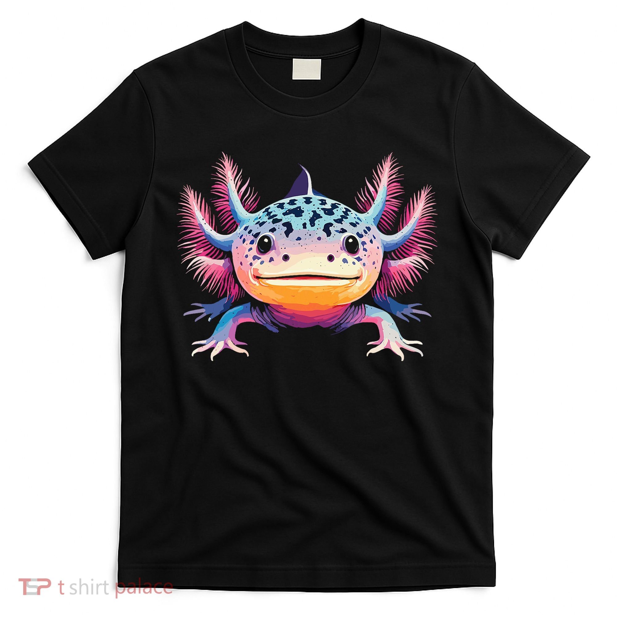 Watercolor Axolotl Gift Adults Black Cartoon Axolotl  T-Shirt