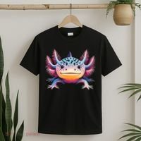 Watercolor Axolotl Gift Adults Black Cartoon Axolotl  T-Shirt thumb 2