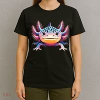 Watercolor Axolotl Gift Adults Black Cartoon Axolotl  T-Shirt thumb 4