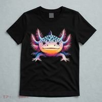 Watercolor Axolotl Gift Adults Black Cartoon Axolotl  T-Shirt thumb 5