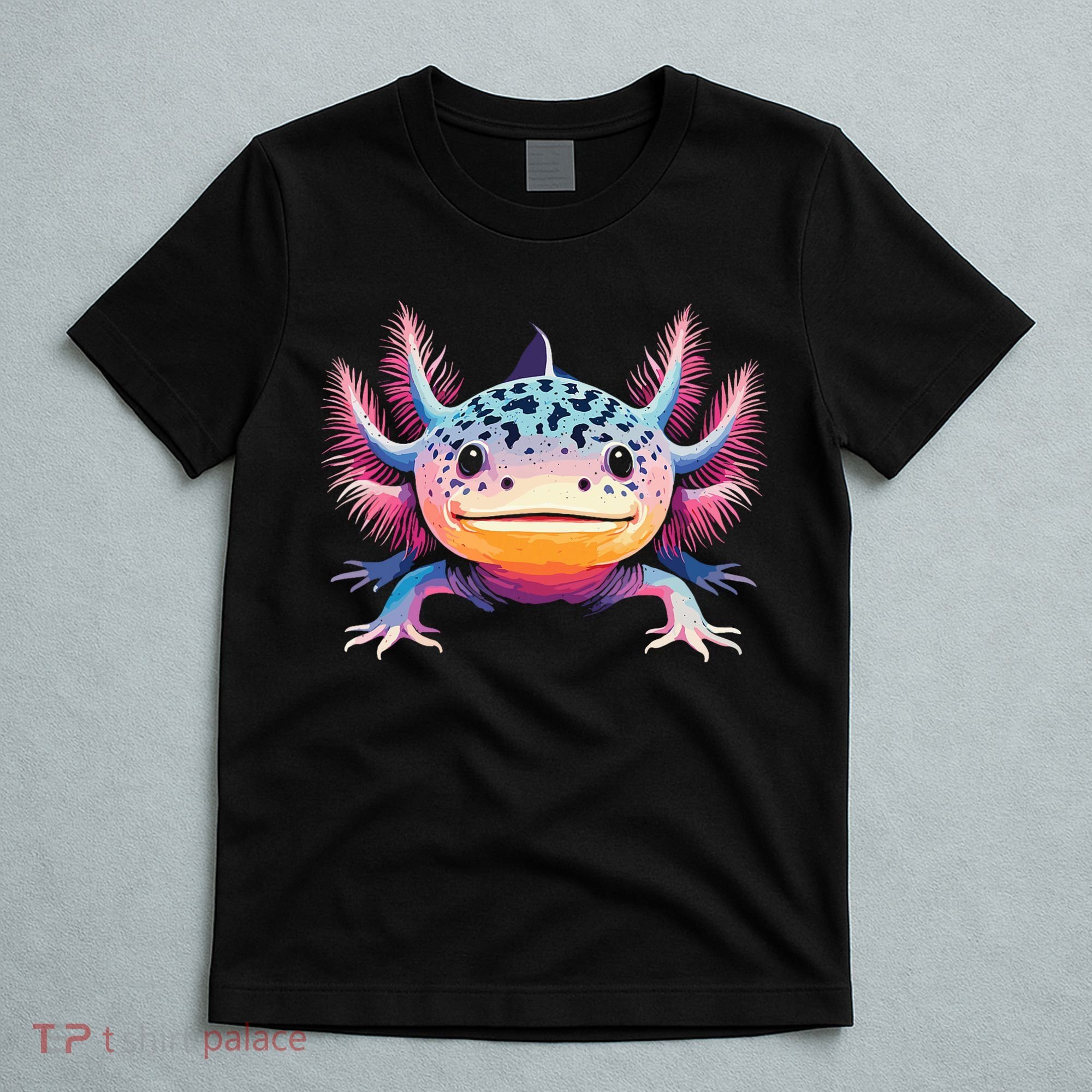 Watercolor Axolotl Gift Adults Black Cartoon Axolotl  T-Shirt