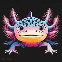 Watercolor Axolotl Gift Adults Black Cartoon Axolotl  T-Shirt thumb 7