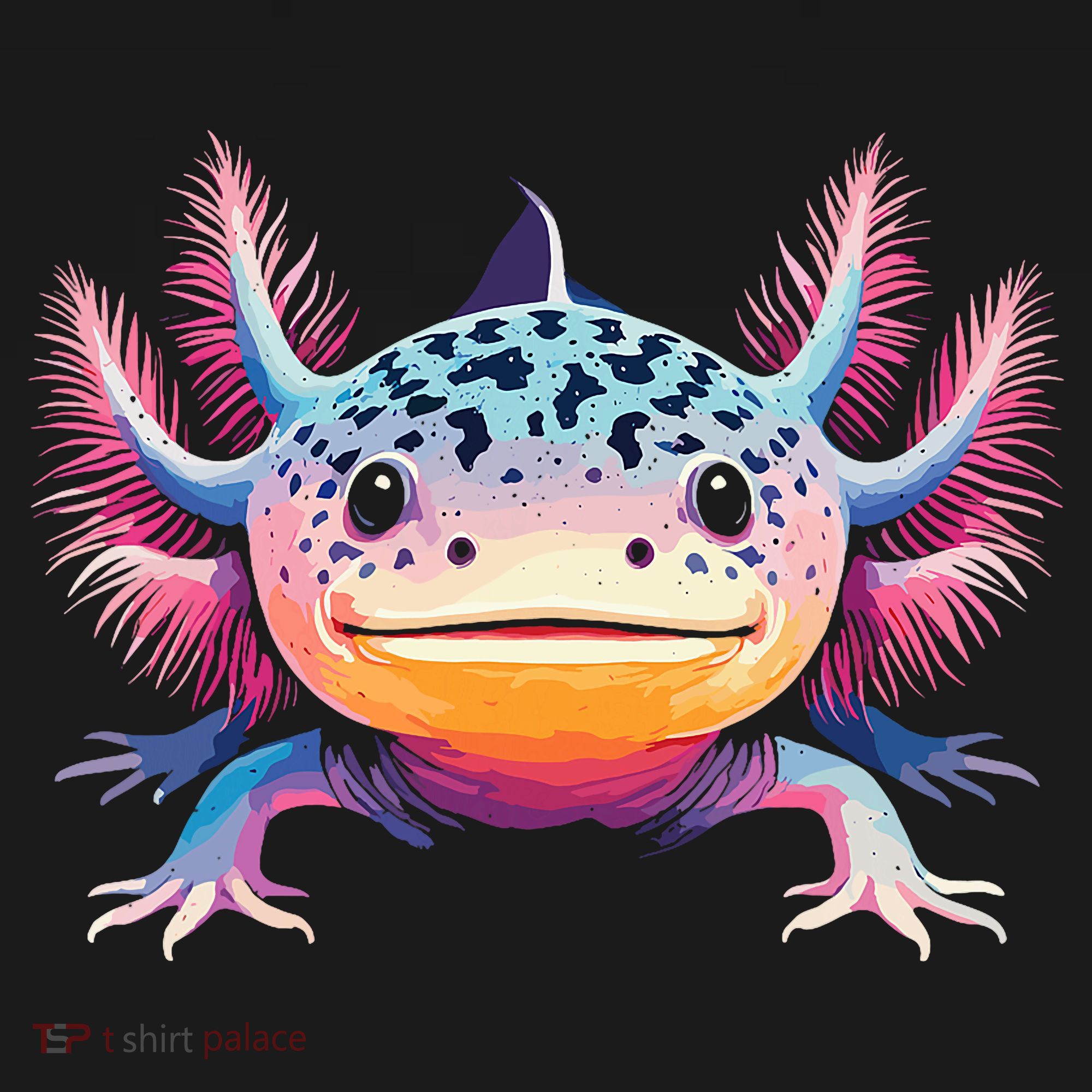 Watercolor Axolotl Gift Adults Black Cartoon Axolotl  T-Shirt