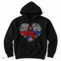 Word Art Heart Red & Blue Ribbon Chd Awareness Day Fighter Hoodie thumb 0
