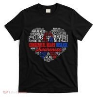 Word Art Heart Red & Blue Ribbon Chd Awareness Day Fighter T-Shirt thumb 0